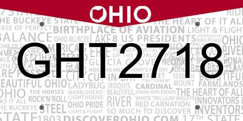 GHT2718 Ohio License Plate