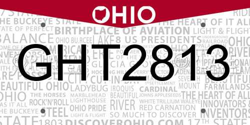 GHT2813 Ohio License Plate