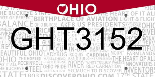 GHT3152 Ohio License Plate