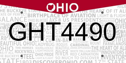 GHT4490 Ohio License Plate