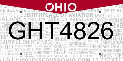 GHT4826 Ohio License Plate