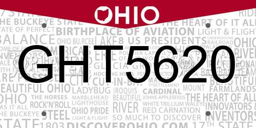 GHT5620 Ohio License Plate