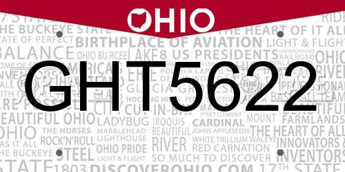 GHT5622 Ohio License Plate