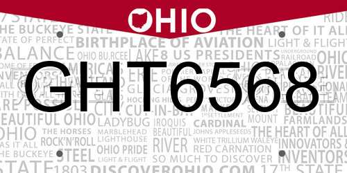 GHT6568 Ohio License Plate