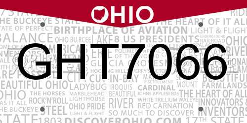 GHT7066 Ohio License Plate