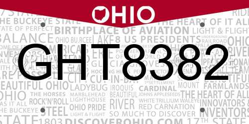 GHT8382 Ohio License Plate