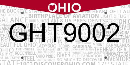 GHT9002 Ohio License Plate