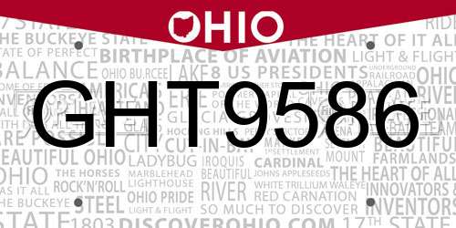 GHT9586 Ohio License Plate