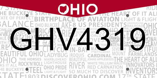 GHV4319 Ohio License Plate