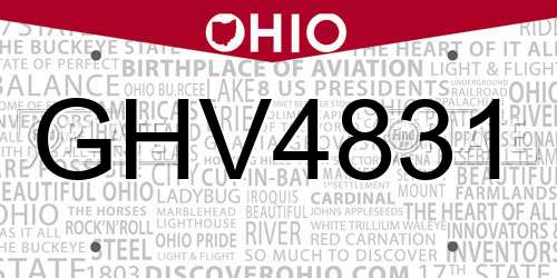 GHV4831 Ohio License Plate