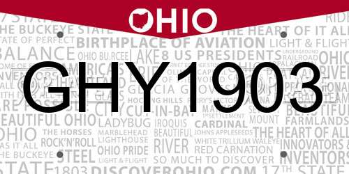 GHY1903 Ohio License Plate