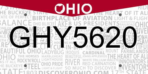 GHY5620 Ohio License Plate