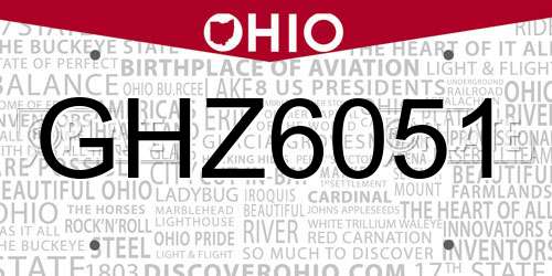 GHZ6051 Ohio License Plate