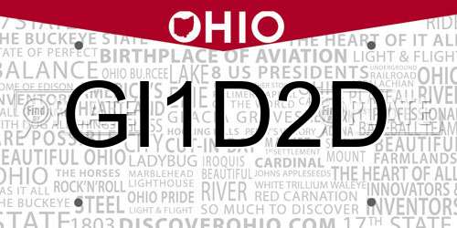 GI1D2D Ohio License Plate
