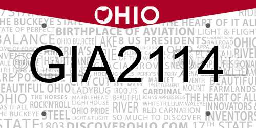 GIA2114 Ohio License Plate