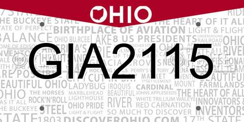 GIA2115 Ohio License Plate