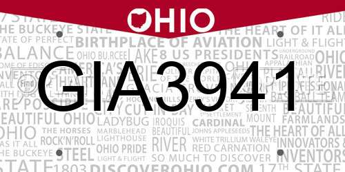 GIA3941 Ohio License Plate
