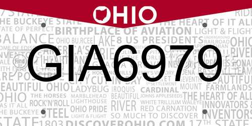 GIA6979 Ohio License Plate
