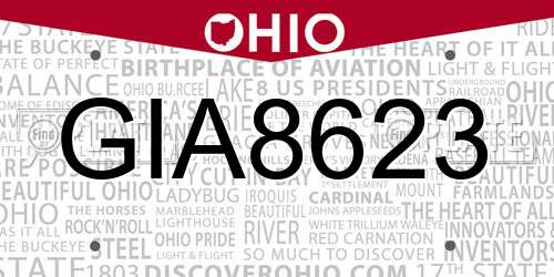 GIA8623 Ohio License Plate