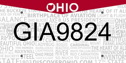 GIA9824 Ohio License Plate