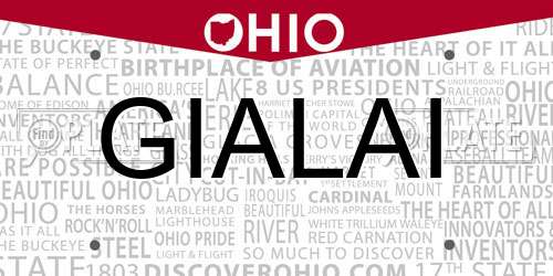 GIALAI Ohio License Plate