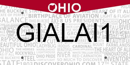 GIALAI1 Ohio License Plate