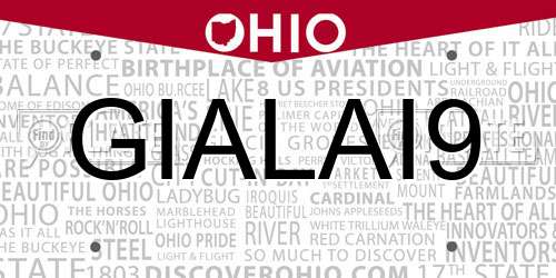GIALAI9 Ohio License Plate