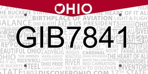 GIB7841 Ohio License Plate
