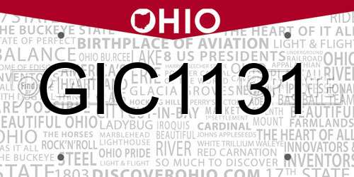 GIC1131 Ohio License Plate