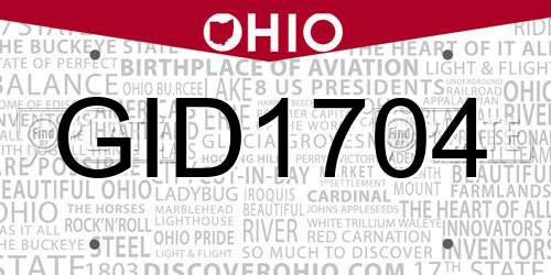 GID1704 Ohio License Plate