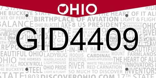 GID4409 Ohio License Plate