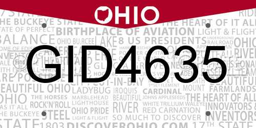 GID4635 Ohio License Plate