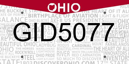 GID5077 Ohio License Plate
