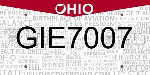 GIE7007 Ohio License Plate