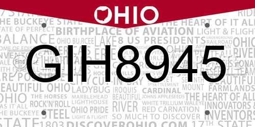 GIH8945 Ohio License Plate