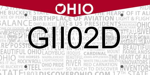 GII02D Ohio License Plate