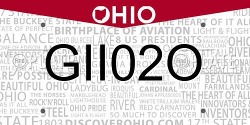 GII02O Ohio License Plate