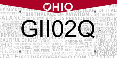 GII02Q Ohio License Plate