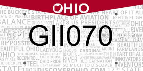 GII070 Ohio License Plate