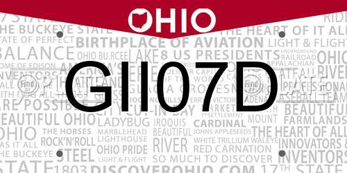 GII07D Ohio License Plate