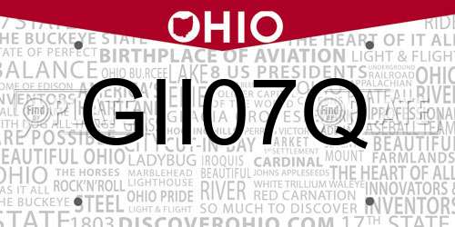GII07Q Ohio License Plate
