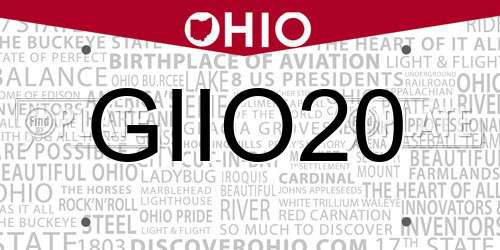 GIIO20 Ohio License Plate