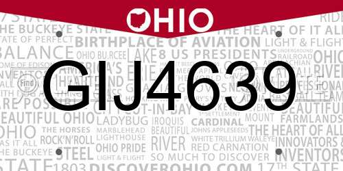 GIJ4639 Ohio License Plate