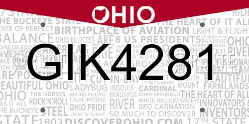 GIK4281 Ohio License Plate