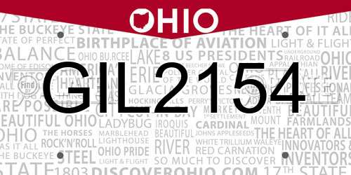 GIL2154 Ohio License Plate