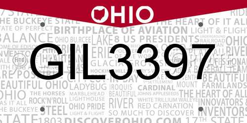 GIL3397 Ohio License Plate