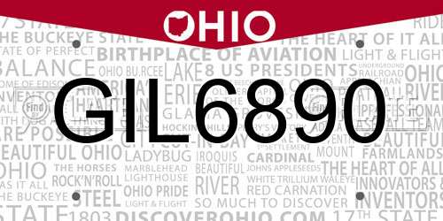 GIL6890 Ohio License Plate