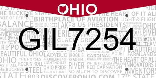 GIL7254 Ohio License Plate