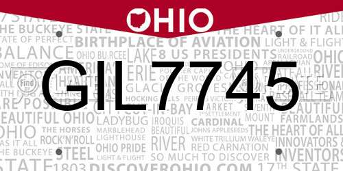 GIL7745 Ohio License Plate