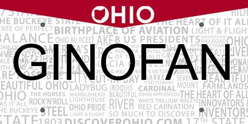 GINOFAN Ohio License Plate